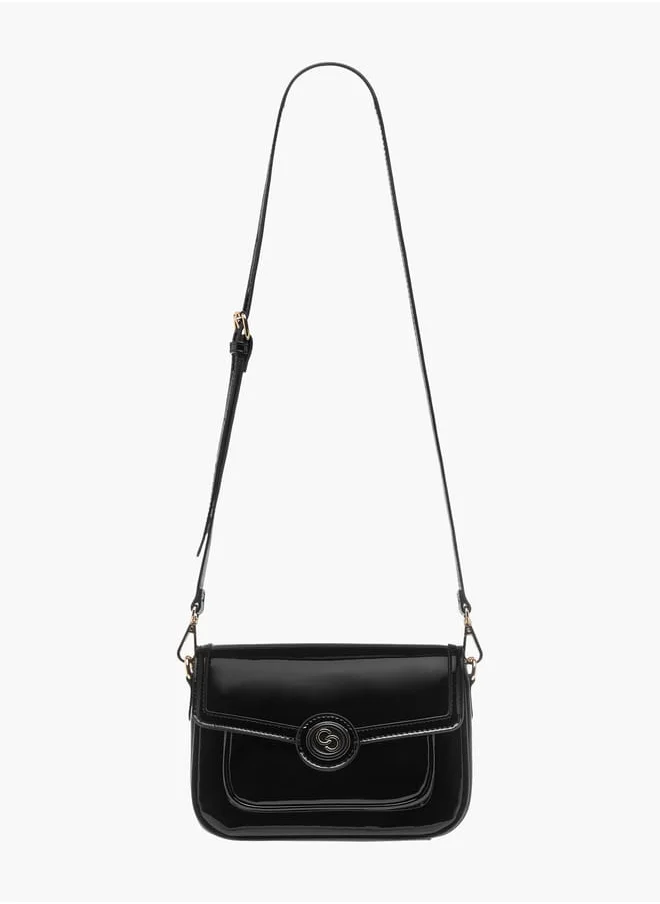 سيليست Women's Solid Crossbody Bag With Detachable Strap And Flap Closure