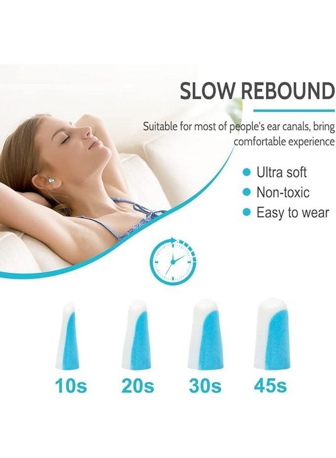 SIXPLUS سدادات أذن SIXPLUS لإلغاء الضوضاء للنوم - 60 زوج، سدادات أذن 38 ديسيبل للنوم، الشخير، إطلاق النار، تقليل الصوت العالي عند جز العشب - أزرق فاتح وأبيض - Image 2