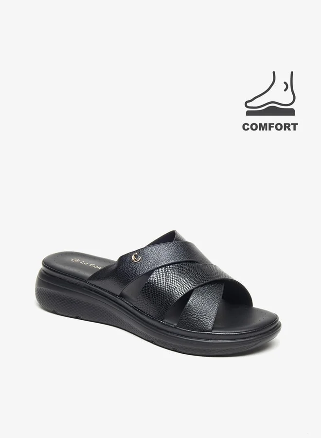 Le Confort Textured Slip-On Comfort Slide Comfort Sandals