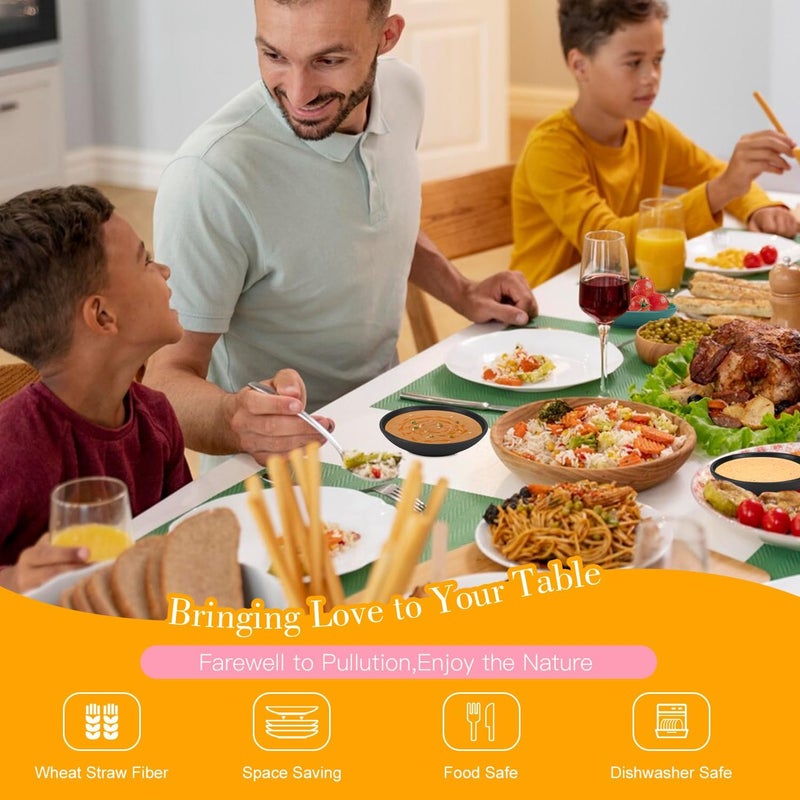 Homienly Plastic Dipping Plates Set of 8  4 inch Wheat Straw PlatesSoy Sauce DishDipping BowlsSmall Serving Bowls for Side Dishes Mini Appetizer Plates for Side DishesCondimentBBQ and Party DinnerBlack - Image 5