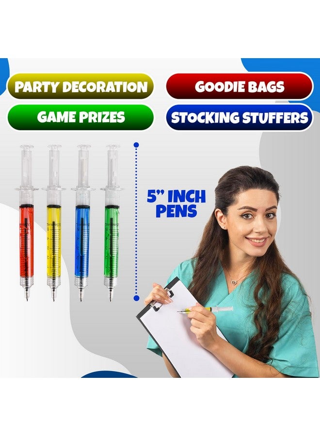 Bedwina Syringe Pens - (Bulk Pack of 24) Retractable Fun Multi Color Novelty Pen for Nurses, Nursing Student School Supplies, Birthdays, Stocking Stuffers and Toy Party Favor Gifts - Image 2