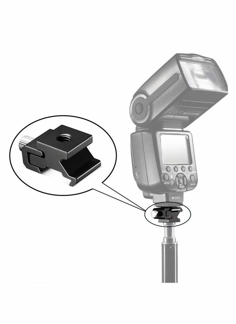 Y&D - Camera Metal Cold Shoe Mount, Universal Adjustable Elastic Flash Mount Adapter with 1/4" Thread Accessories (4 pcs) - Image 1