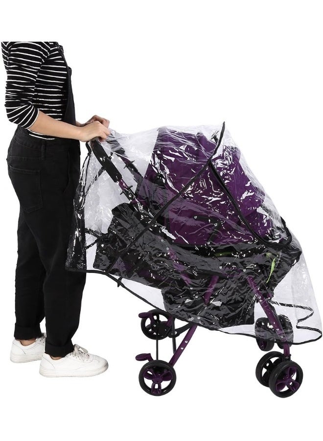 Fdit Clear Baby Stroller Rain Cover PVC Universal Ventilation Windproof Dust Weather Umbrella Pram Cover Accessory - Image 3