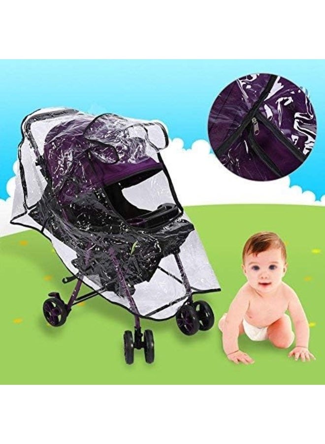 Fdit Clear Baby Stroller Rain Cover PVC Universal Ventilation Windproof Dust Weather Umbrella Pram Cover Accessory - Image 4
