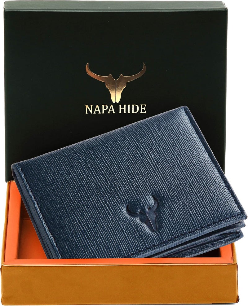 Napa Hide ® Mens Leather Wallet (Blue Safiano) - Image 5