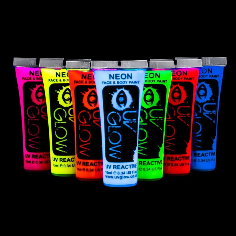 Blacklight Face and Body Paint 0.34oz - Neon Fluorescent (0.34 Fl Oz (Pack of 7))