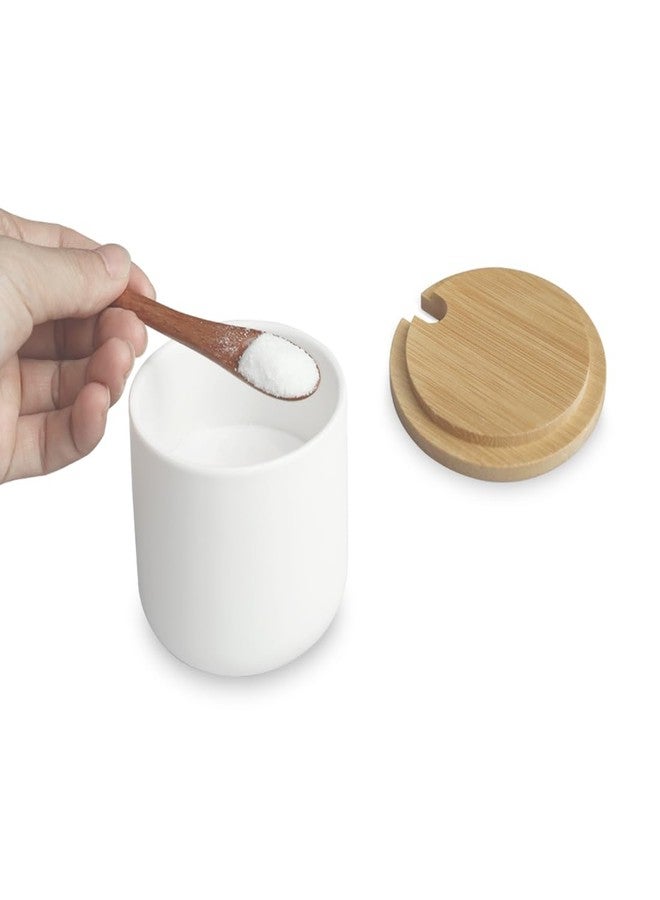 Bealuffe Salt Cellar Ceramic Container with Spoon Lid, Salt Holder Porcelain Jar Countertop Bowl for Salt Spice Sugar - Image 4