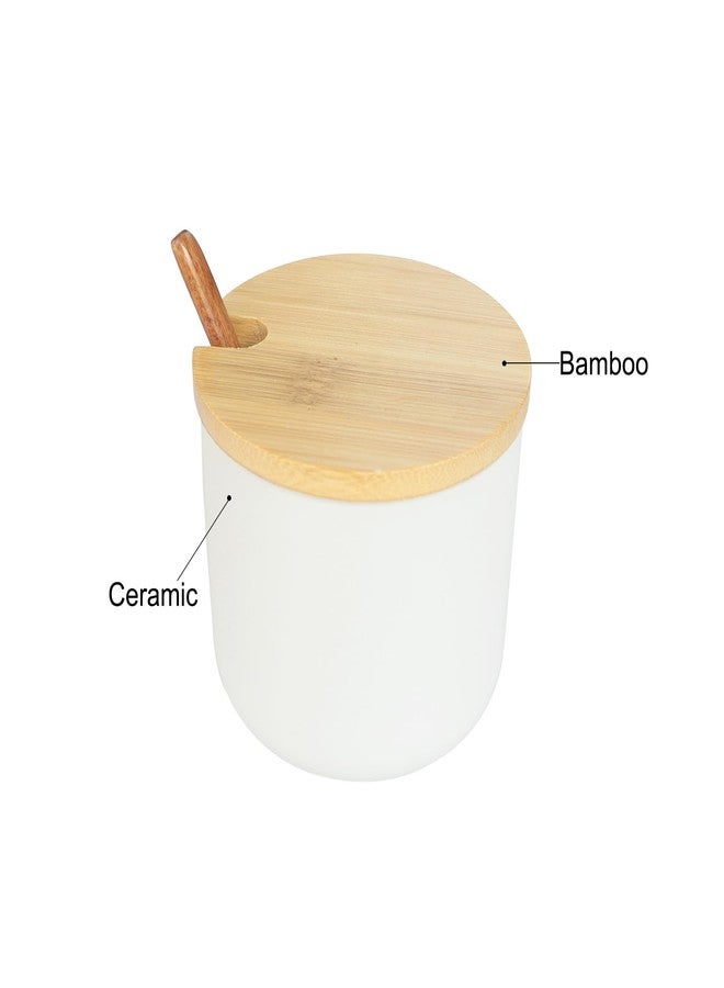 Bealuffe Salt Cellar Ceramic Container with Spoon Lid, Salt Holder Porcelain Jar Countertop Bowl for Salt Spice Sugar - Image 3