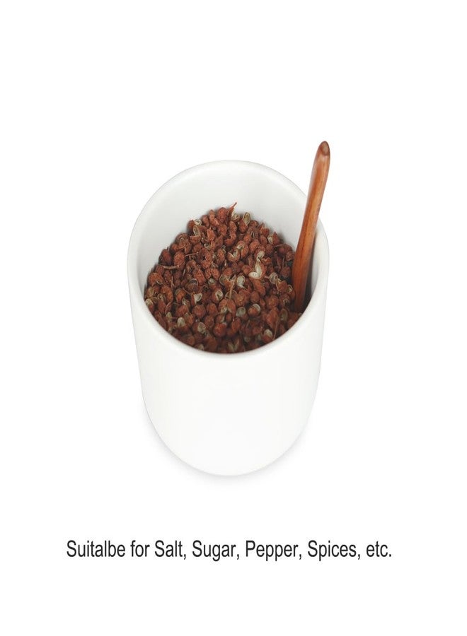 Bealuffe Salt Cellar Ceramic Container with Spoon Lid, Salt Holder Porcelain Jar Countertop Bowl for Salt Spice Sugar - Image 5