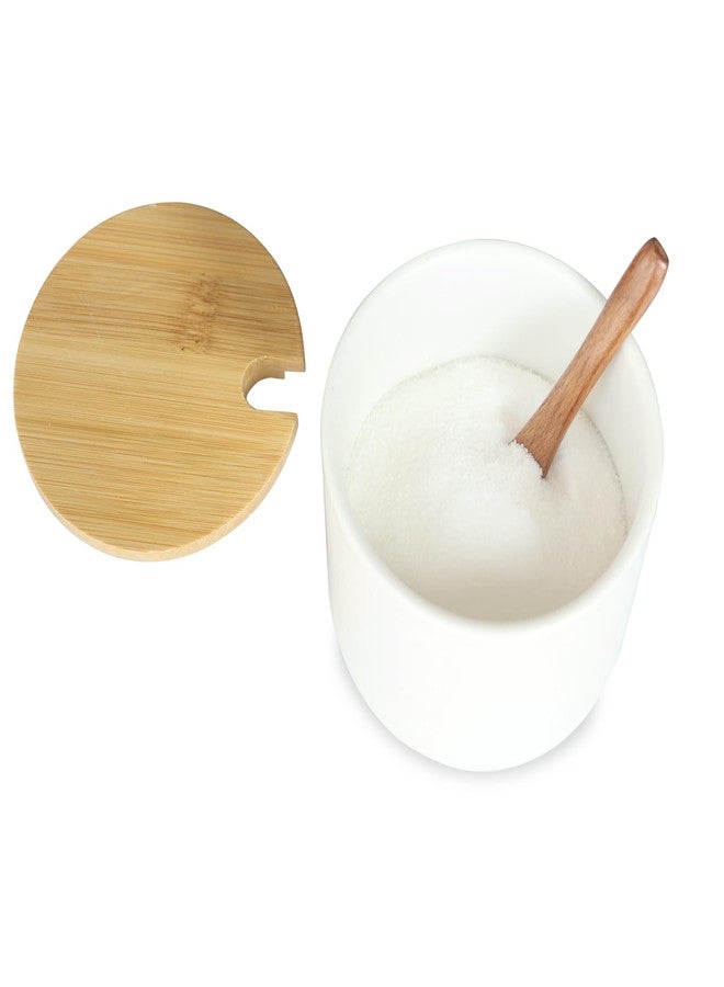 Bealuffe Salt Cellar Ceramic Container with Spoon Lid, Salt Holder Porcelain Jar Countertop Bowl for Salt Spice Sugar - Image 1