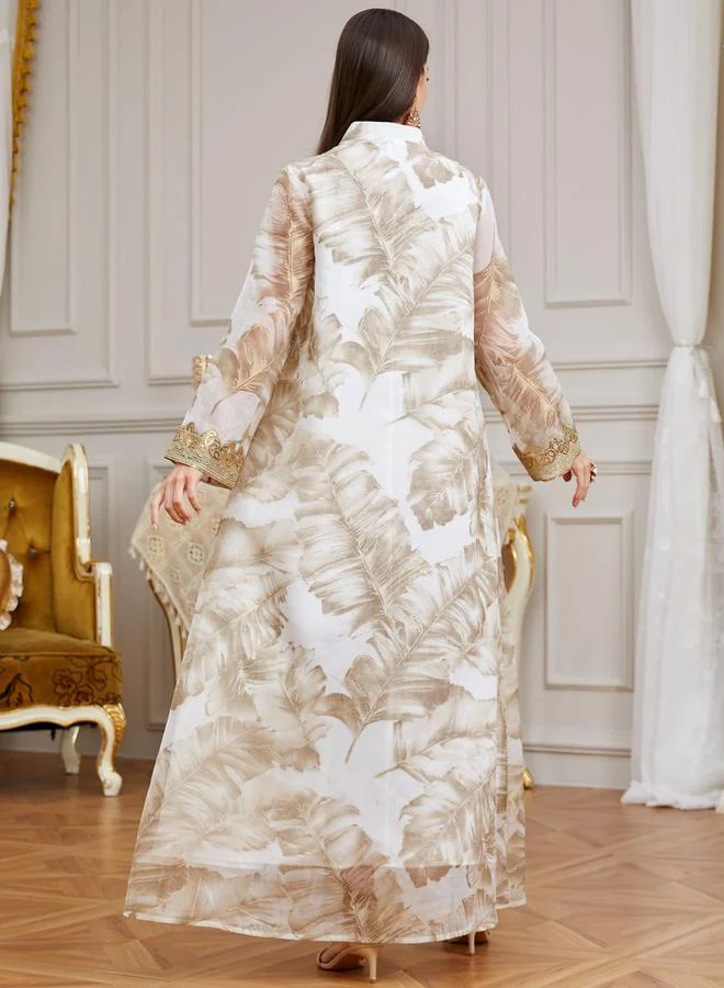 Take Two  Women Floral Printed Sequin Patch Detail Jalabiya for Women | Best Price UAE