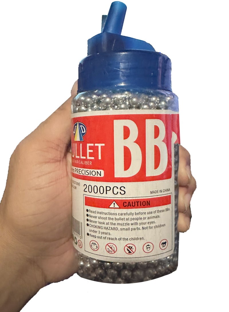 بي بي رصاصات دائرية ۶ ملم ۲۰۰۰ قطعة في زجاجة - فضي - Image 1