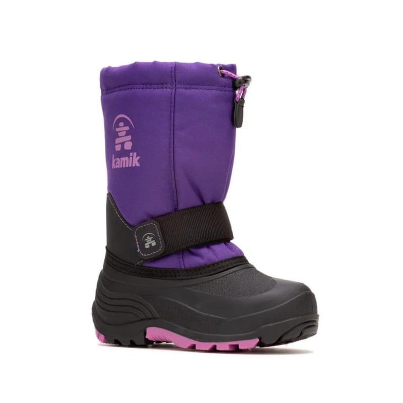 Kamik Rocket Insulated Waterproof Upper for Kids Snow Boots - Adjustable Collar & Lace Lock, Purple/Orchid - 4 Big Kid - Image 1