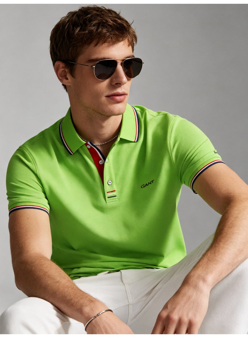 GANT Unisex Short Sleeve Polo Shirt, Casual Breathable Collared Top, Cyan **** - Image 2