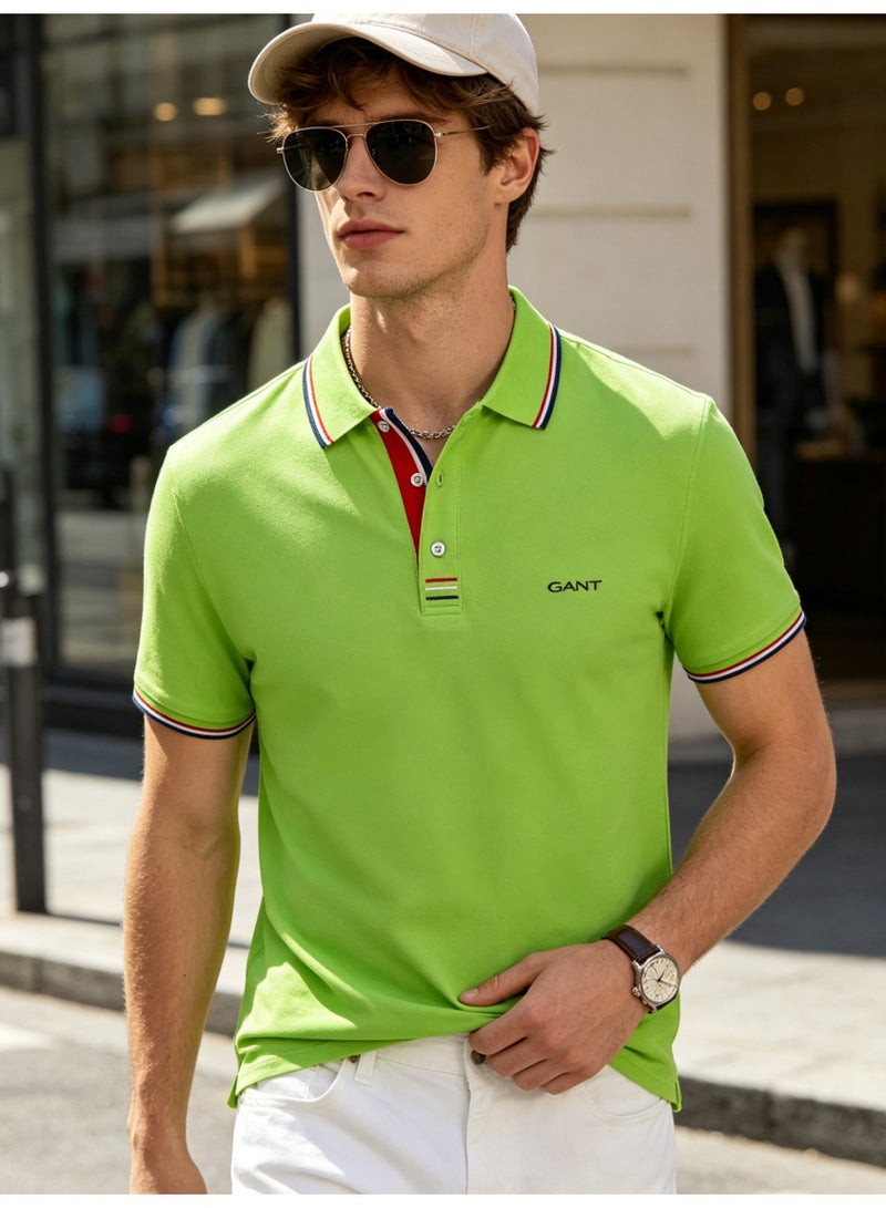 GANT Unisex Short Sleeve Polo Shirt, Casual Breathable Collared Top, Cyan **** - Image 4