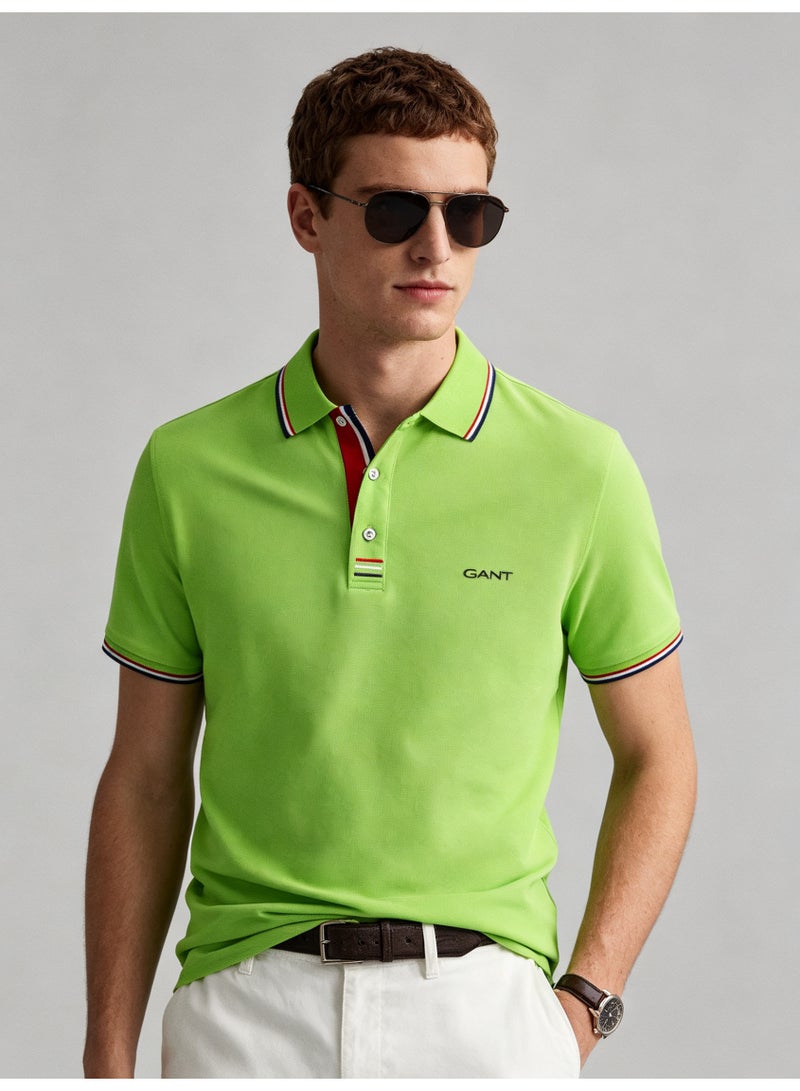 GANT Unisex Short Sleeve Polo Shirt, Casual Breathable Collared Top, Cyan **** - Image 1