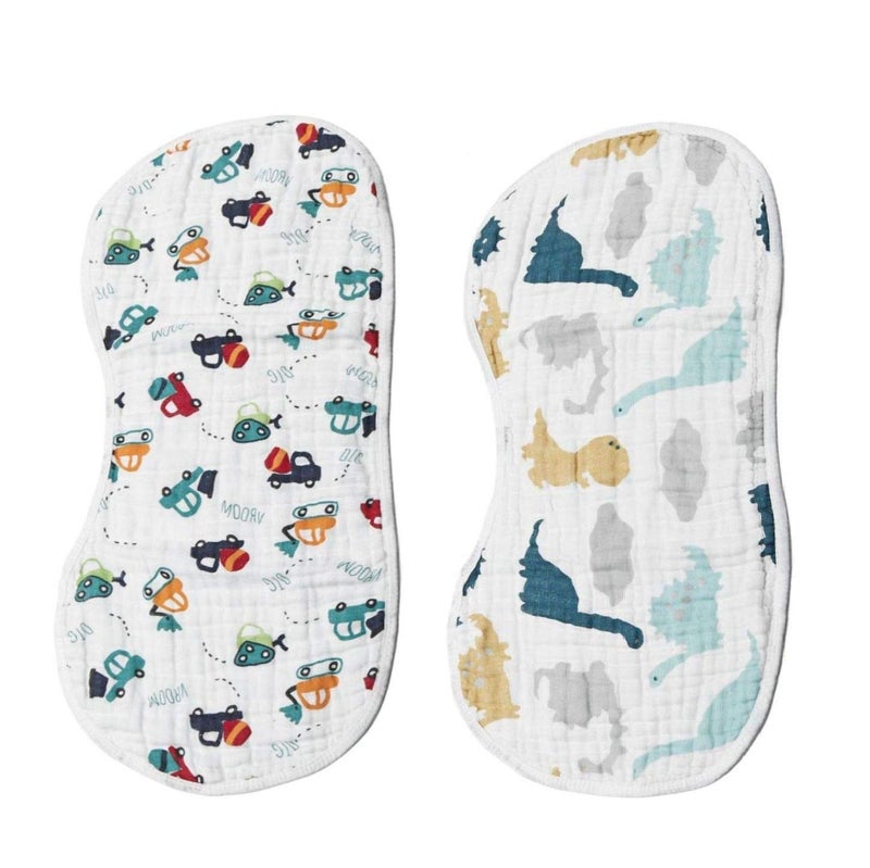 ShoppeWatch Muslin Burp Cloths Baby Burping Bibs 2-Pack Large 100% Cotton 6 Layers Absorbent Cloth Spit Up Dribble Rags BB22 - Image 1