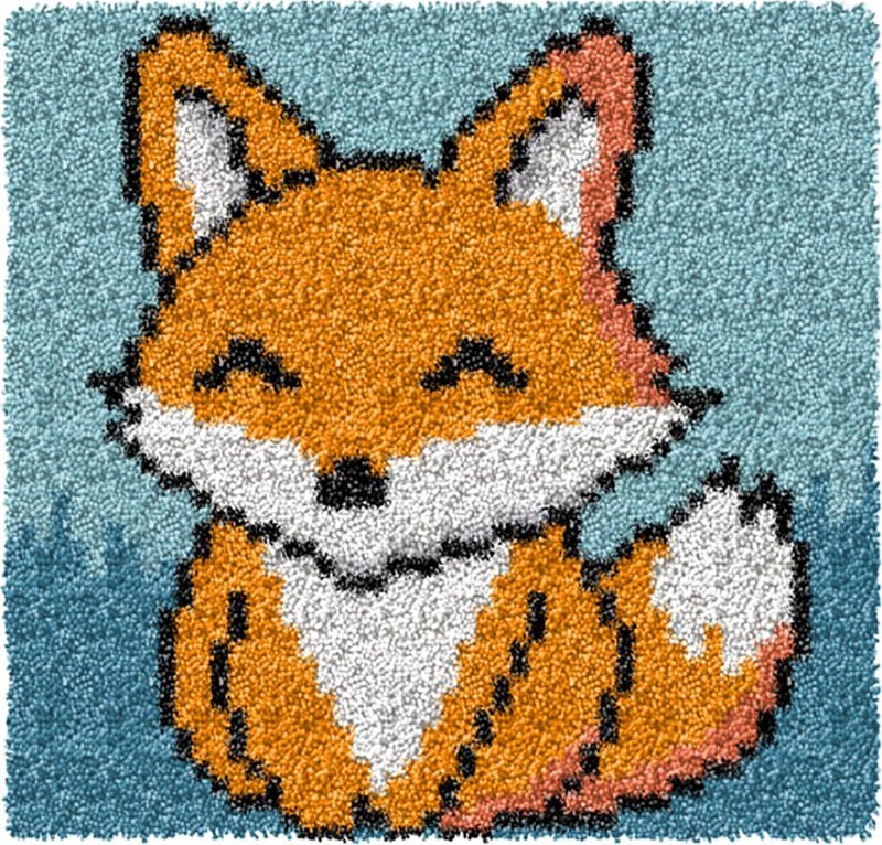 YP Latch Hook Kits for Kids Adults DIY Rug Tapestry Kits with Printed Canvas Embroidery Kits Festival Gifts Home Decoration (Fox,11.8inch X 11.8inch) - Image 1