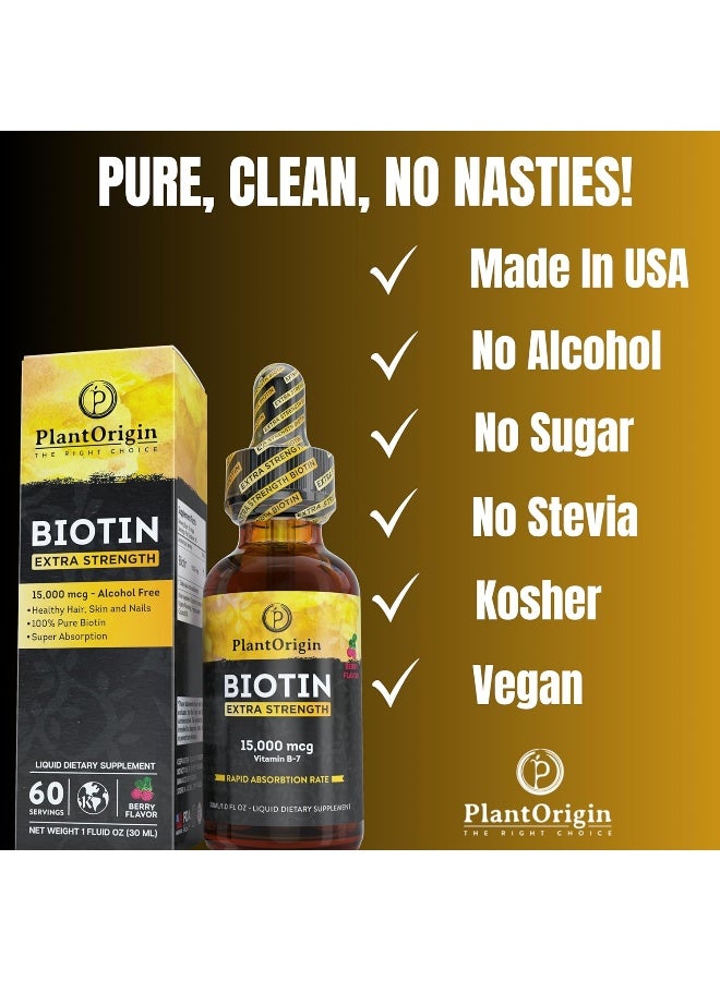 plantorigin Extra Strength Biotin Liquid Supplement for Men and Women - Image 3