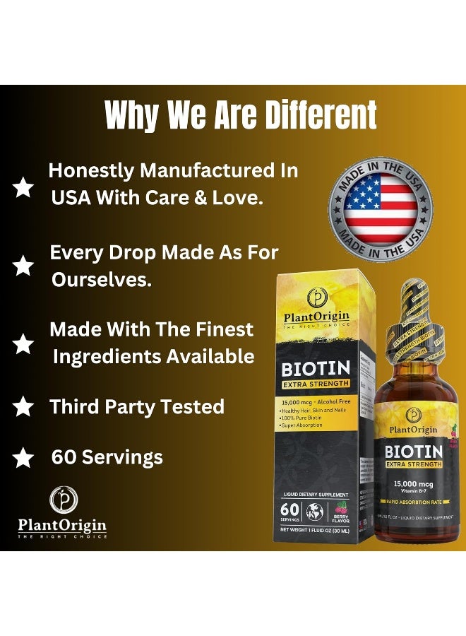 plantorigin Extra Strength Biotin Liquid Supplement for Men and Women - Image 5