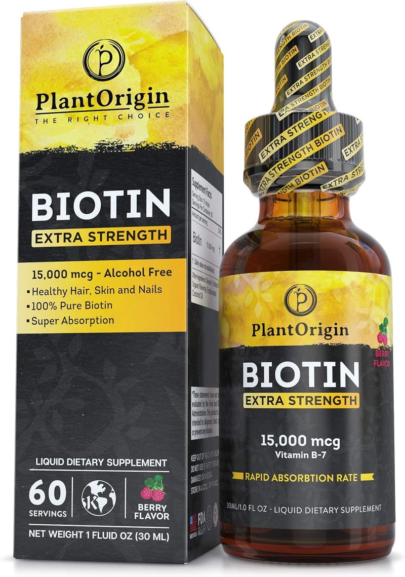 plantorigin Extra Strength Biotin Liquid Supplement for Men and Women - Image 1