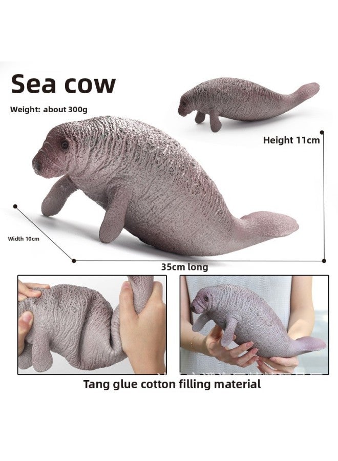 Dolphin Marine Animal Large Shark Toy Simulation Soft Rubber Children's Educational Toy Underwater World Whale Model-Color:【ocean】35cm Manatee - Image 1