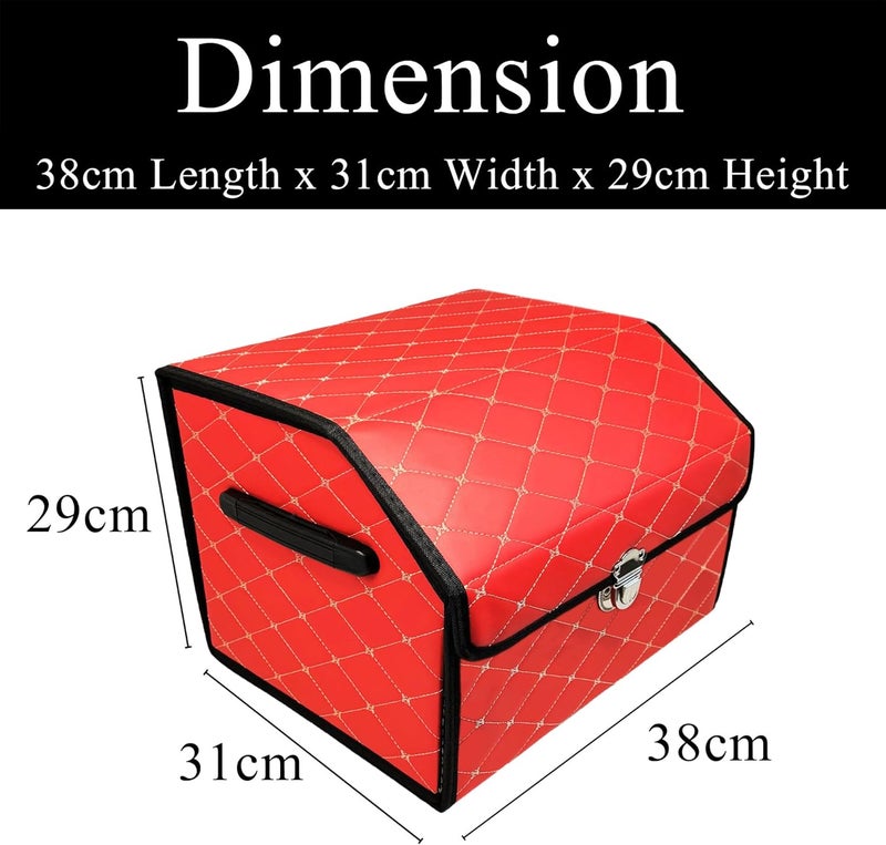 plastific Multi-Compartment Car Boot Organizer - Heavy Duty Collapsible Storage Box (Red, 38 x 31 x 29 cm) - Image 5