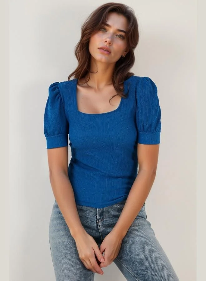 Lela Lela Sleeve Detail Square Neck Blouse Women's Blouse 5869002