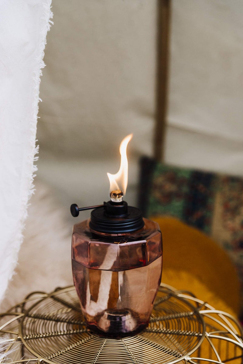 TIKI Adjustable Flame 64" Glass Torch – Pink Decorative Lighting for Outdoor Lawn, Patio & Garden | Includes Snuffer & Long-Lasting Wick | Weather-Resistant Design - Image 2