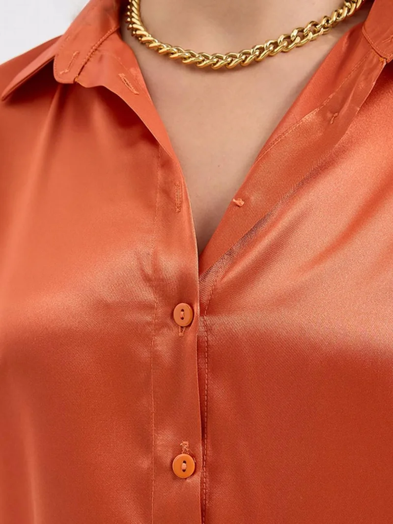 BIG DART BDART Satin Long Sleeve Button Up Shirt