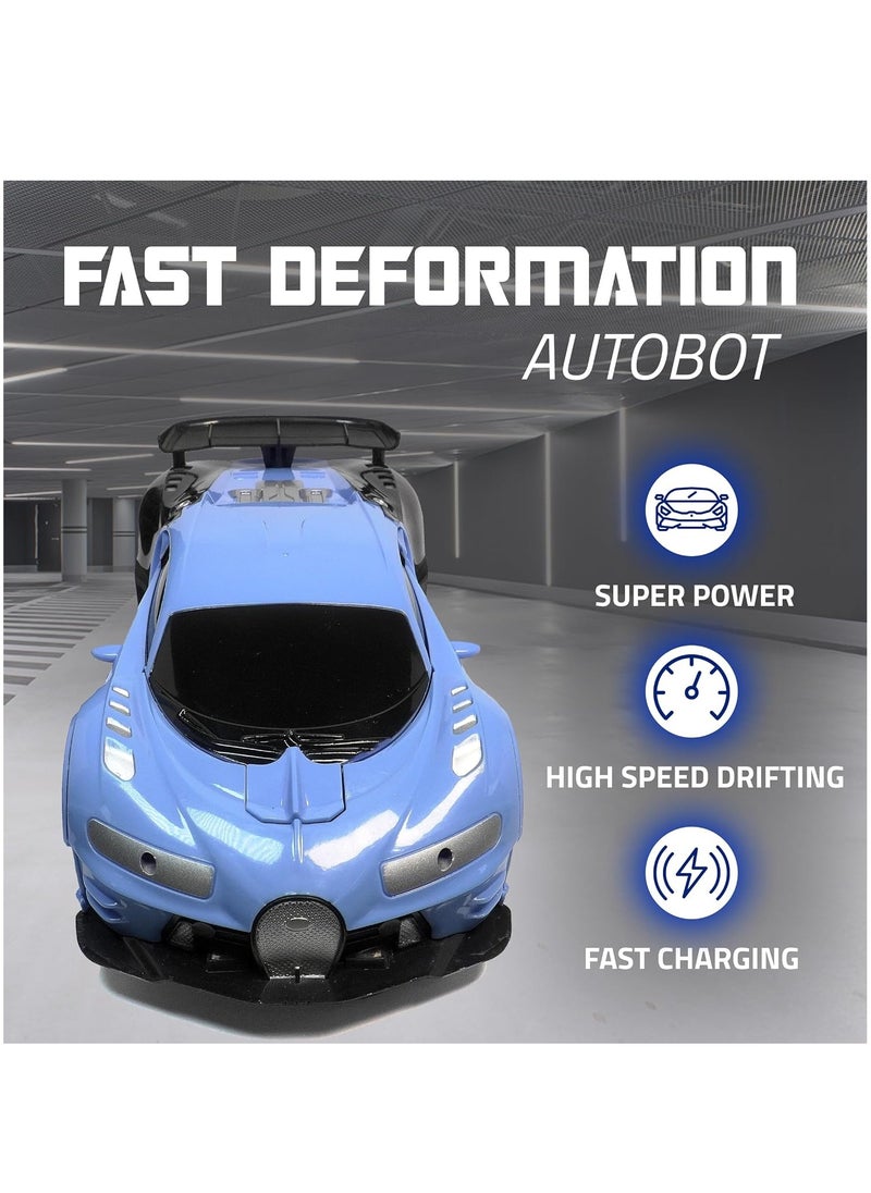 UniTrain Remote Control Transformer Deformation Car Bugatti 1:18 - Drift RC Car Robot with Lights, Sounds, Soft Grip Tires, 360 Degree Turning Toys for Boys Age 4-7-8 - Birthday & Hobby Gift for Toddlers  - Image 2