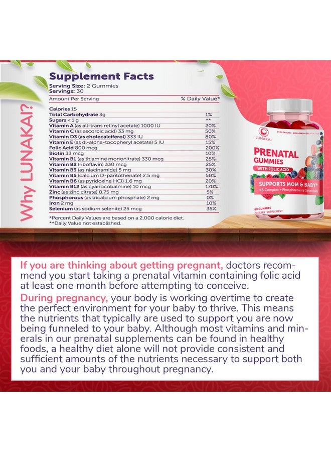 LUNAKAI Prenatal And Vitamin D3 Gummies Bundle Non Gmo Gluten Free No Corn Syrup All Natural Supplements 60 Ct Prenatal Gummies And 60 Ct Vitamin D3 Gummies 30 Days Supply - Image 3