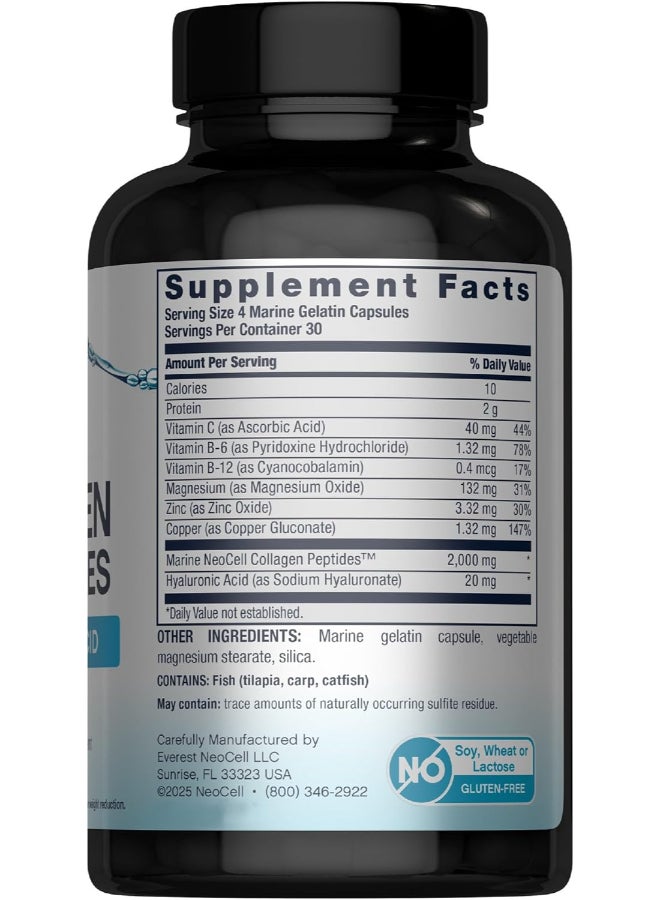 NEOCELL Marine Collagen with Hyaluronic Acid, 120 Capsules - Image 3