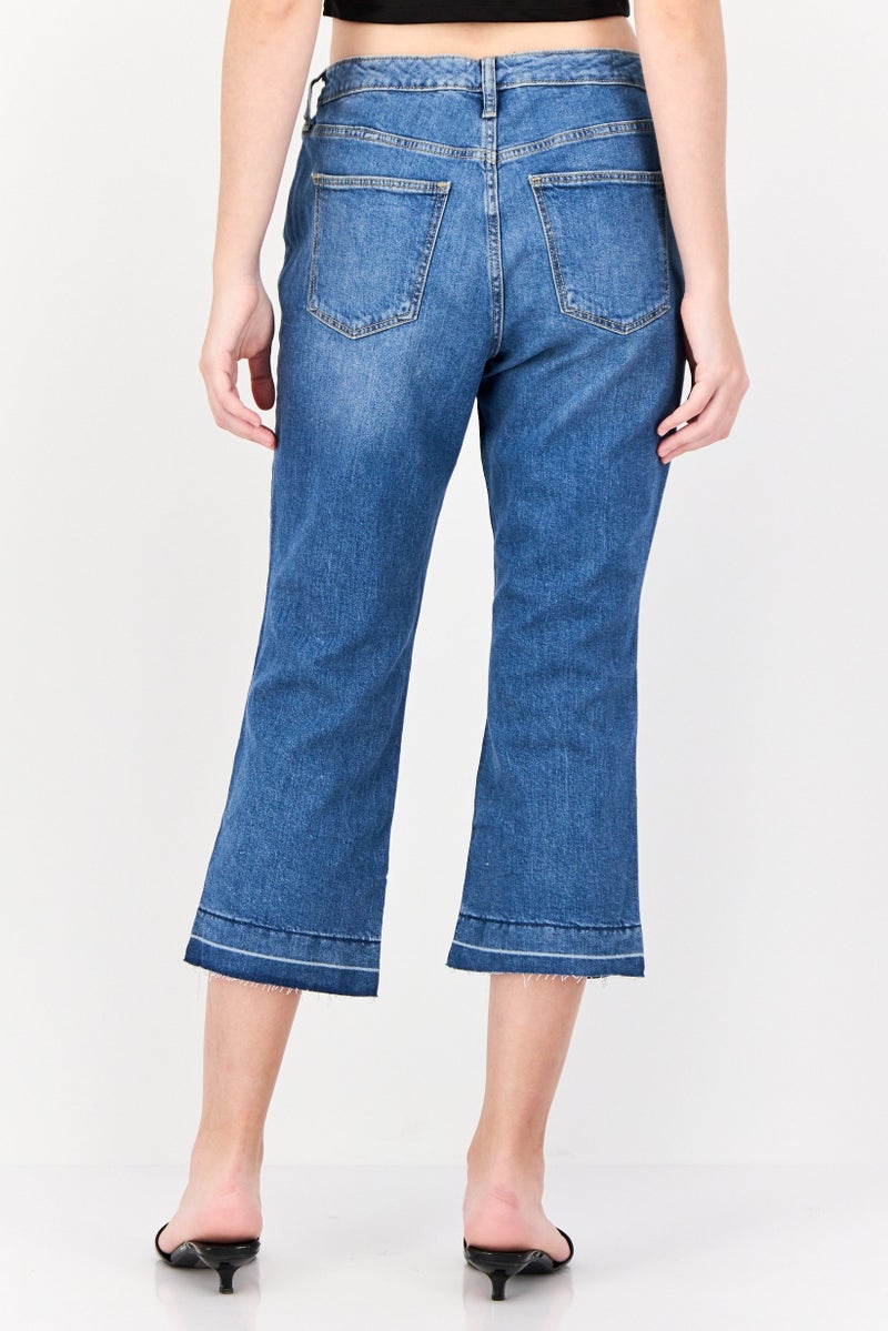 Universal Thread Women Bootcut Fit Washed Stretchable Short Inseam Jeans, Blue  - Image 2