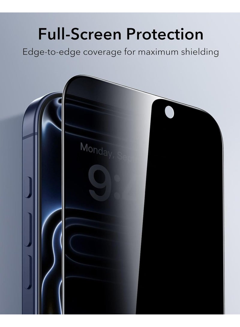 Apple iPhone 17 Pro Privacy Full Coverage Screen Protector for iPhone 17 Pro, Black Edge Anti Spy Tempered Glass Film with Easy Installation Tool, Case Friendly - Image 2