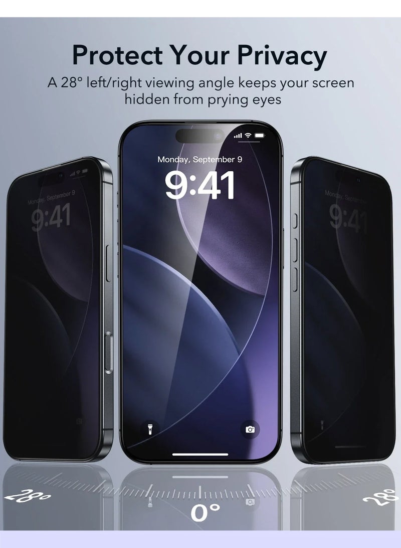 Apple iPhone 17 Pro Privacy Full Coverage Screen Protector for iPhone 17 Pro, Black Edge Anti Spy Tempered Glass Film with Easy Installation Tool, Case Friendly - Image 3