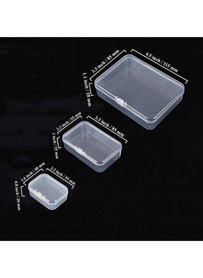 LJY 28 Pieces Mixed Sizes Rectangular Empty Mini Plastic Storage Containers with Lids for Small Items and Other Craft Projects (Clear) - Image 3