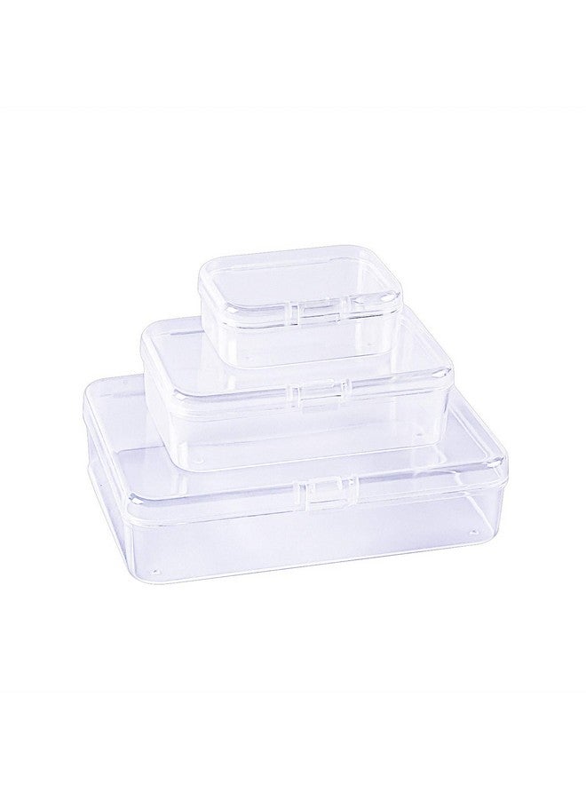 LJY 28 Pieces Mixed Sizes Rectangular Empty Mini Plastic Storage Containers with Lids for Small Items and Other Craft Projects (Clear) - Image 2