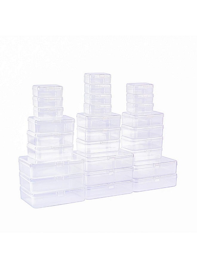 LJY 28 Pieces Mixed Sizes Rectangular Empty Mini Plastic Storage Containers with Lids for Small Items and Other Craft Projects (Clear) - Image 1