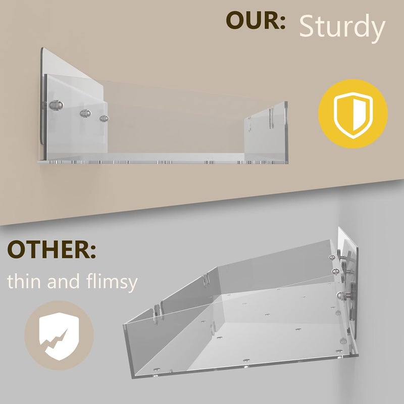 Durmmur Daily repeated use trusted quality Durmmur Acrylic Shower Caddy with Soap Dish, 3Pack Clear Adhesive Bathroom Shower Shelves Organizer, Transparent Floating Shelf for Wall Storage Shower Mirror, With Hook Transit & use compatible - Image 4