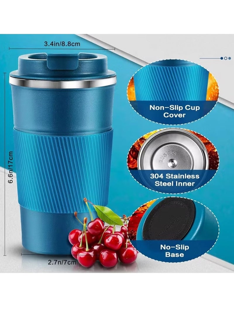 Generic - Tumbler Insulated Cup Thermal Travel Coffee Mug with Lid Thermos Water Bottle Stainless Steel Double Wall Vacuum Flasks Drinkware Ice and Hot Drinks for Home Office Outdoor Works (Blue) - Image 1