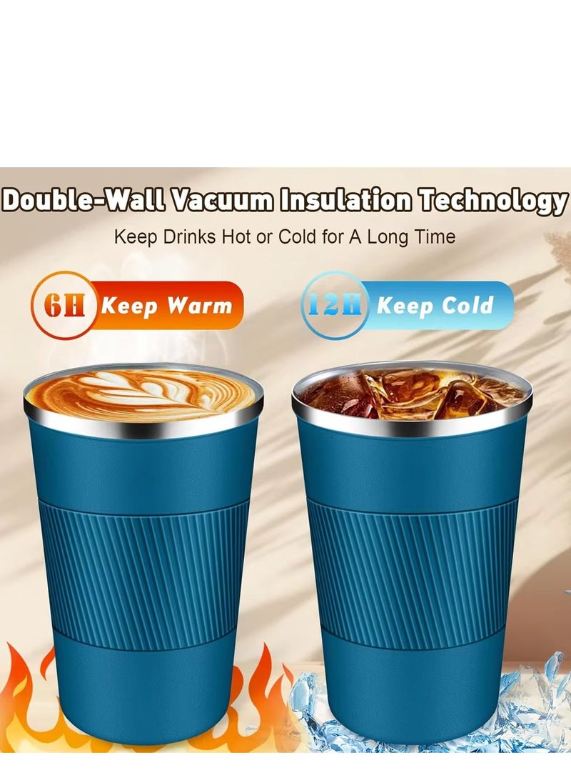 Generic - Tumbler Insulated Cup Thermal Travel Coffee Mug with Lid Thermos Water Bottle Stainless Steel Double Wall Vacuum Flasks Drinkware Ice and Hot Drinks for Home Office Outdoor Works (Blue) - Image 1