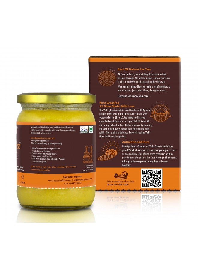 VEDIC GHEE Vedic Ghee Premium A2 Gir Cow Cultured Ghee from Kesariya Farm, Vedic Bilona Two Way Hand Churned, Indian Gir Cow Ghee Pure A2 Ghee Natural & Healthy Non-GMO, Lab Certified (500ml) - Image 1