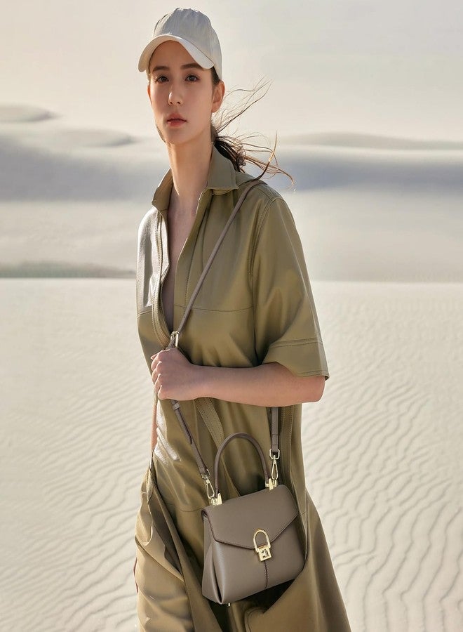 compuda Top Handle Bag Small Purses and Handbags for Women Fashion Leather Shoulder Bag,Purses for Women,Metal Button Lock. - Image 2