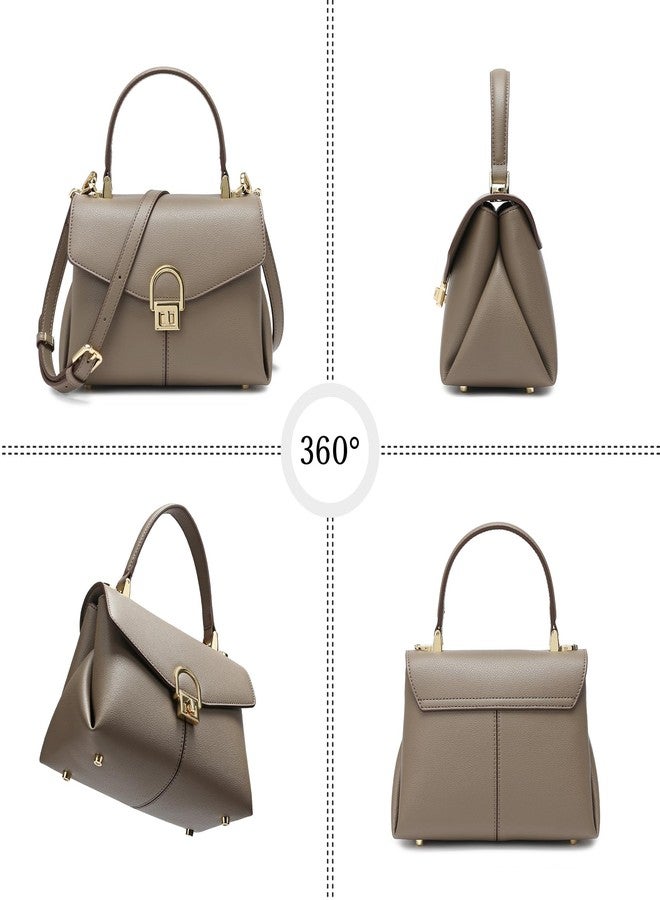 compuda Top Handle Bag Small Purses and Handbags for Women Fashion Leather Shoulder Bag,Purses for Women,Metal Button Lock. - Image 3