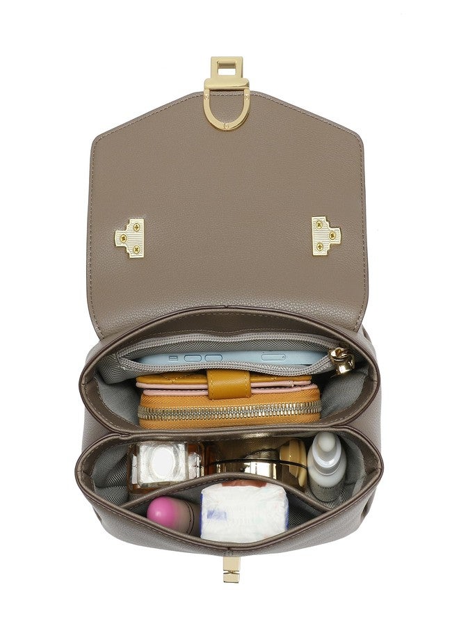 compuda Top Handle Bag Small Purses and Handbags for Women Fashion Leather Shoulder Bag,Purses for Women,Metal Button Lock. - Image 5