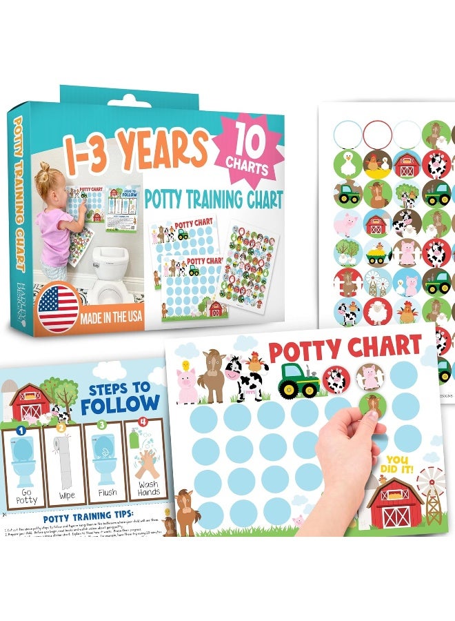 Hadley Designs Farm Animals Sticker Chart for Kids Potty Training Chart for Toddlers - Image 1