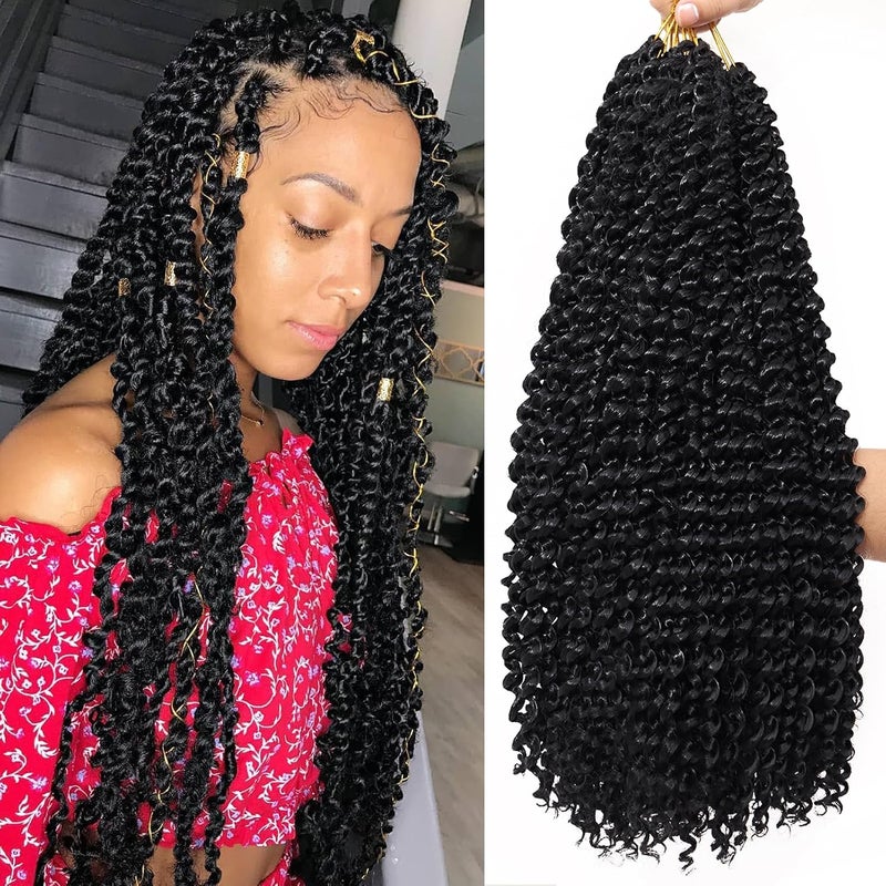 Dorsanee 7 Packs Passion Twist Hair 18 Inch Water Wave Synthetic Braids for Passion Twist Crochet Braiding Hair Goddess Locs Long Bohemian Locs Hair (22Strands/Pack, 1#) - Image 1