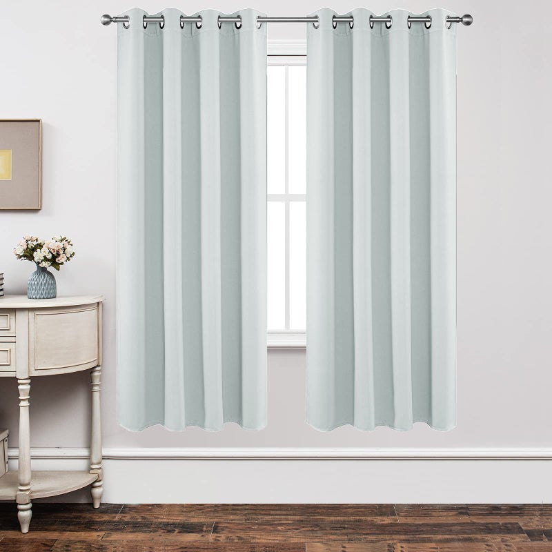 Joydeco White Curtains 72 Inches Long 2 Panels Set Thermal Insulated Long Curtains Drapes 2 Burg Room Darkening Grommet Drapes for Living Room Bedroom Window W52 x L72 Inch Greyish White