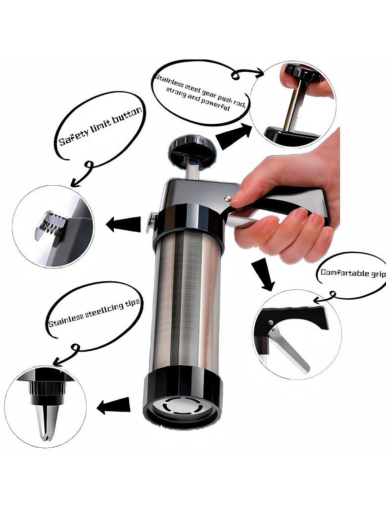 AirYoung - Cookie Press, Stainless Steel Cookie Press Set with 13 Cookie Trays and 8 Frosting Nozzles, Cookie Press for Making and Decorating Cookie Sets, Buttercream Framing Gun Baking Molds - Image 1